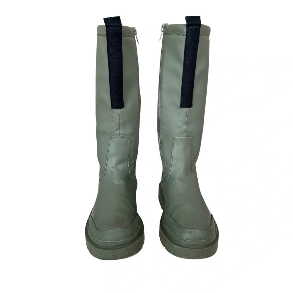 ZARA Chunky Lug Sole Knee High Rubberized Rain Boots